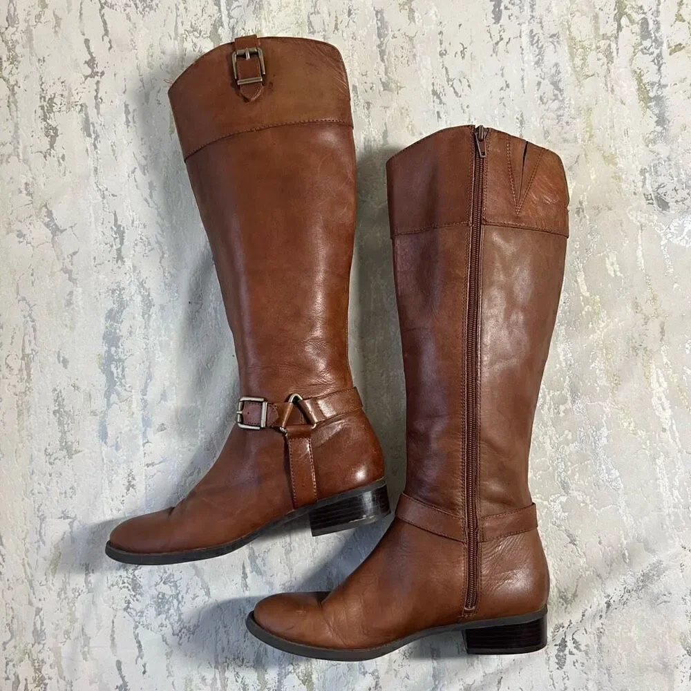 INC International Concepts British tan Leather Riding Boots